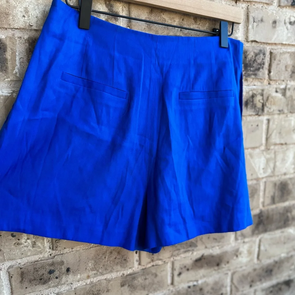 Antonio Melani Téllez Pleated Linen Cobalt Blue Shorts Size 8 - Picture 5 of 11